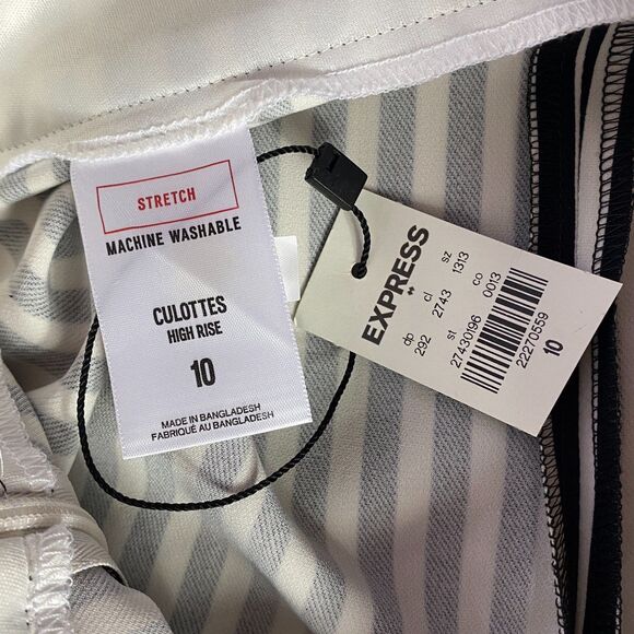 New Express Striped High Rise Wide Leg Culotte Pant Women's Size 10 - Picture 3 of 12